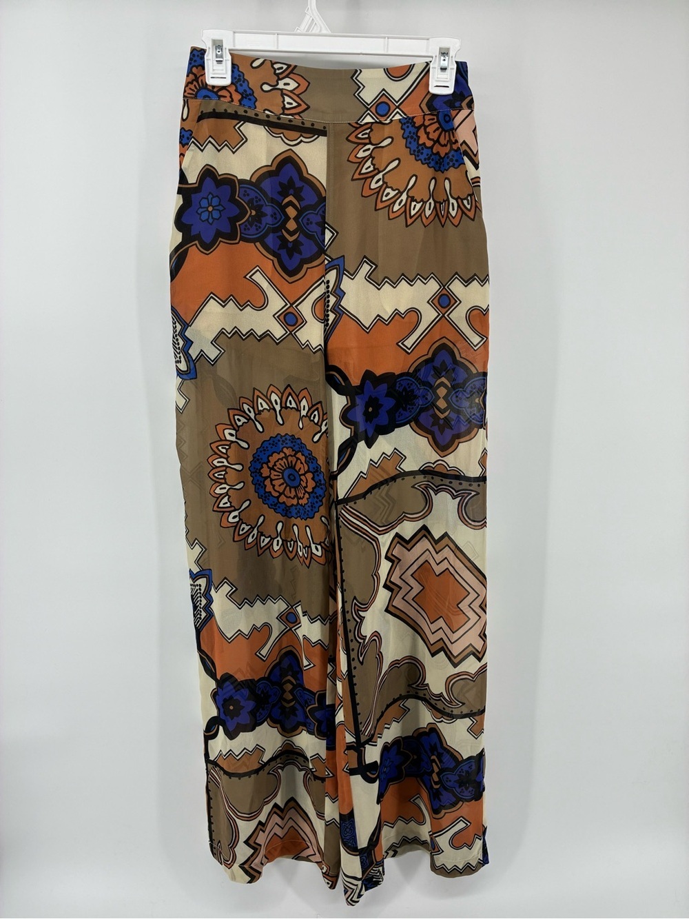 Marciano Multicolor Abstract Geometric Wide Leg Pants Sheer Built in Shorts